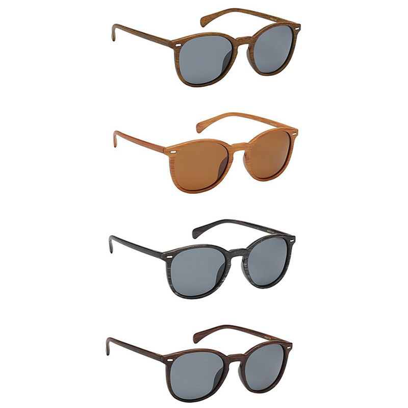 PZ-712038 Classic Wooden Round Shaped Stylish Sunglasses