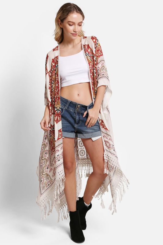 JP-5235 Mandala Coverup w/Tassels