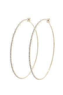 25660-80   Rhinestone Hoop Earrings, Color: Gold