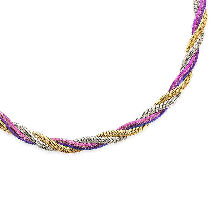 806NK133 - Gold Plated Water Resistant Necklace Multi-color