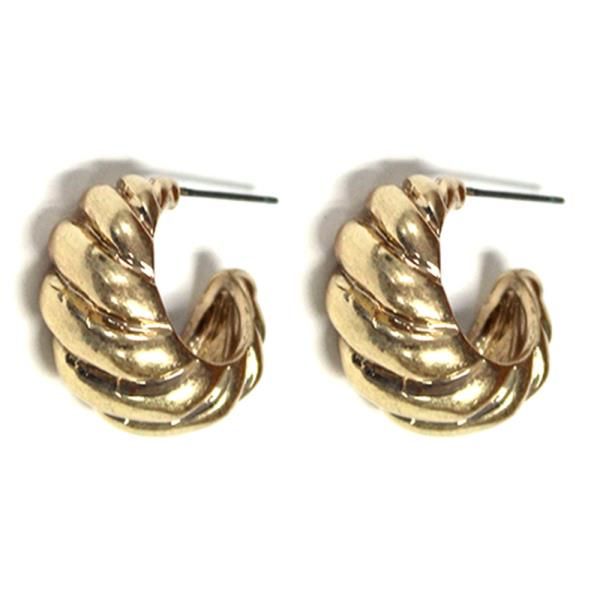 Croissant Open Hoop Gold Dipped Earrings