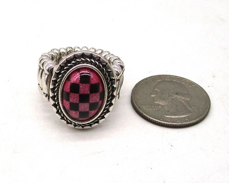 SR-0478 Western Checkered Round Ring (Adjustable)