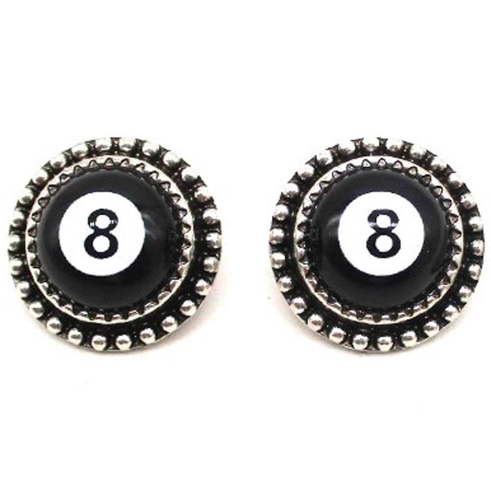 SE-2523 Western Billiards 8 Ball Earrings
