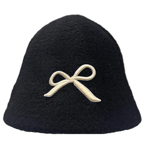 AHT-91060 Cozy Bow Bucket Hat, Color: Black