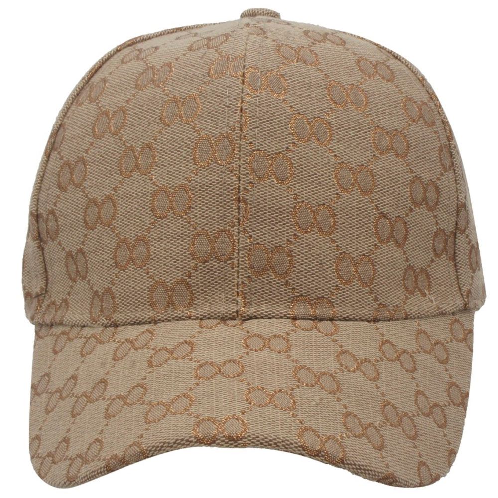 IHT-72272 Metallic Double Circle Printed Cap, Color: Taupe/Gold