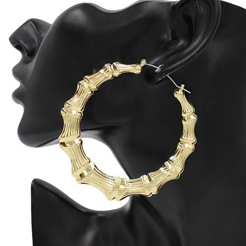 KE-4404-80 Metal Bamboo Hoop Earring