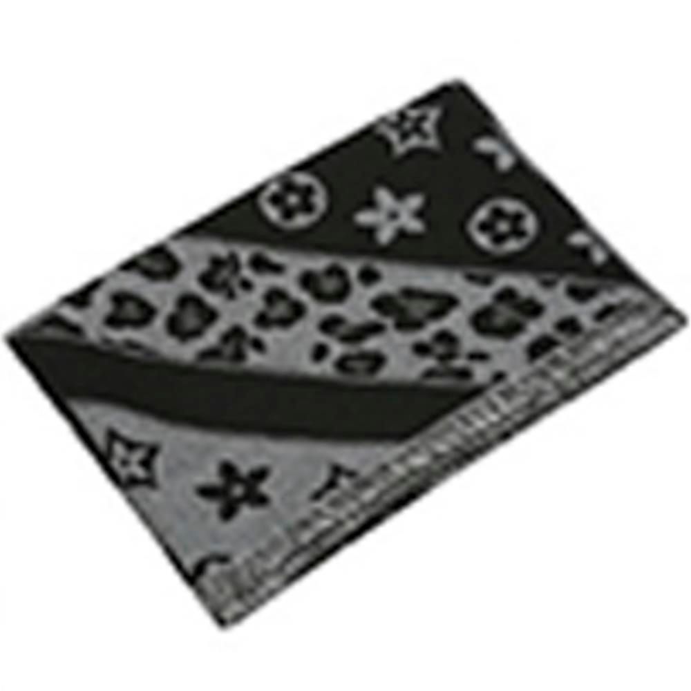 ASP-1016 Flower Oblong Scarf, Color: Black/Grey