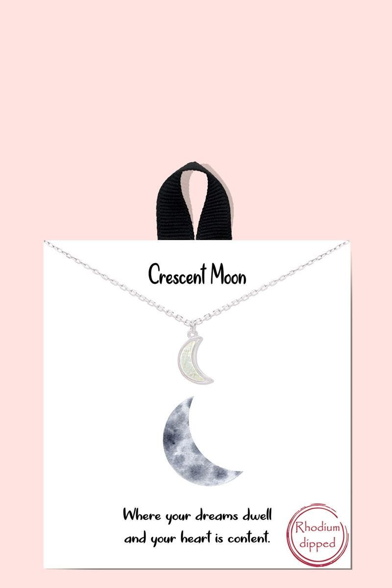 BJNA-407 18K Gold Rhodium Dipped Crescent Moon Pendant Necklace