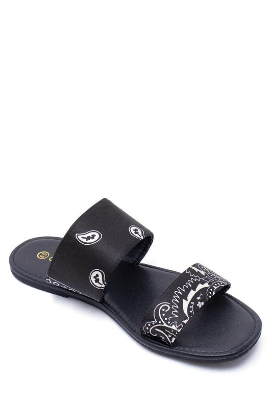 Bandana Print Double Strap Slip-On Sandals