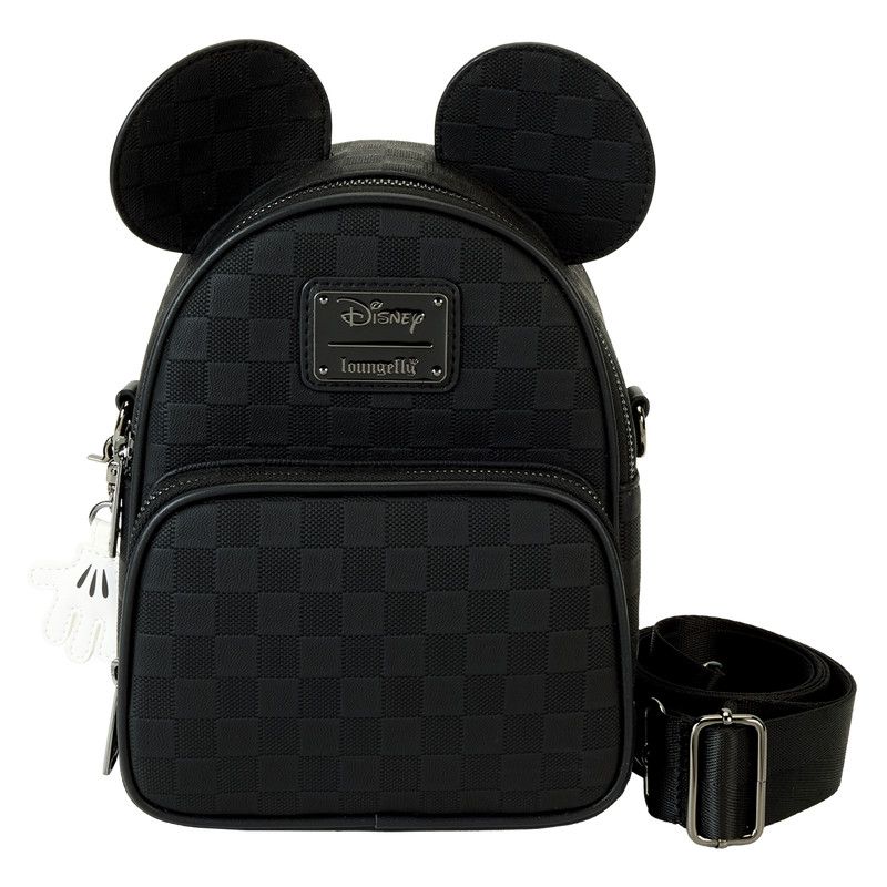 Loungefly Mickey Mouse Checkered Texture Convertible Mini Backpack &amp; Crossbody Bag