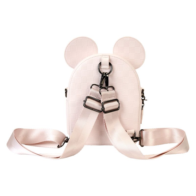 Loungefly Minnie Mouse Checkered Texture Convertible Mini Backpack &amp; Crossbody Bag