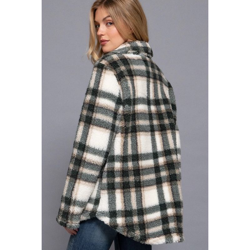 Long Slv Oversize Print Faux Fur Jacket