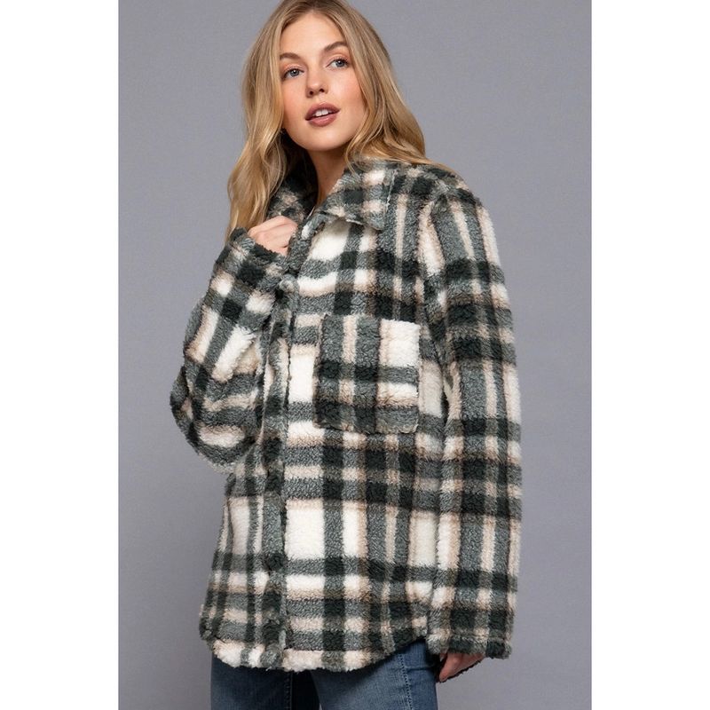 Long Slv Oversize Print Faux Fur Jacket