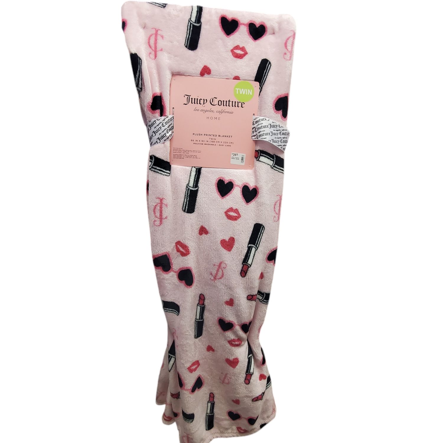 Juicy Couture Blanket 66x90 Pink Hearts and Makeup