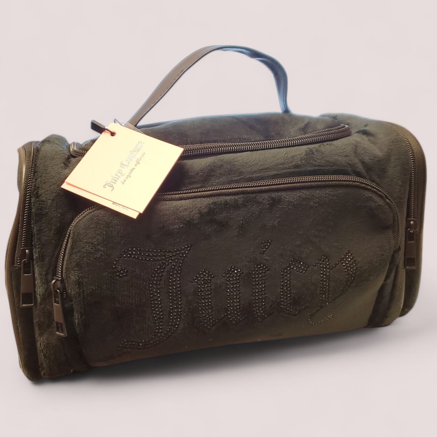 Juicy Couture Makeup Bag Set Black Velour w/ Pockets