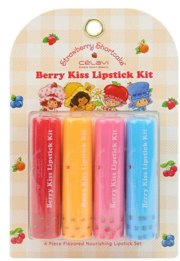 Celavi Strawberry Shortcake Berry Kiss 4 PC Lipstick Set