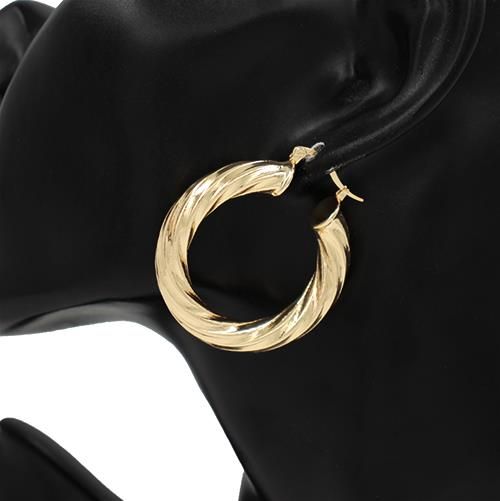 KE-7421-40 Metal Hoop Twisted Design , Color: Gold