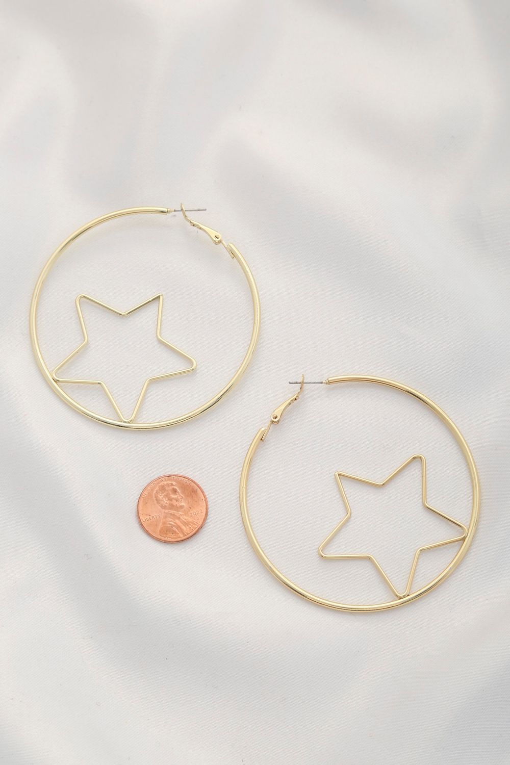 IE-1502 Star Metal Round Hoop Earring