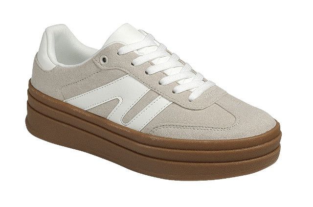 Topping-05 Lady&#39;s Sneakers, Color: Beige/White, Size: 5