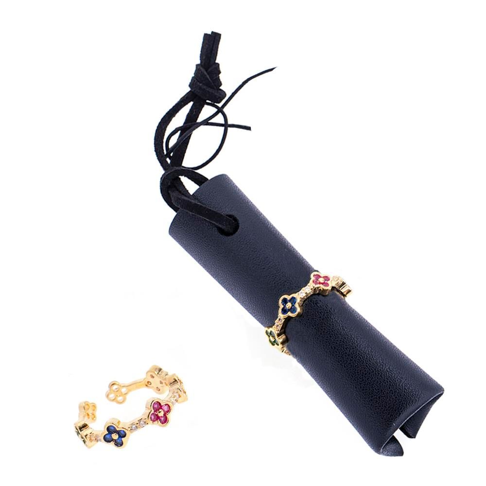 R-1597 CZ Clover Station Adjustable Ring