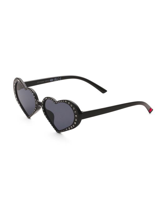 BETSEY JOHNSON 24mm Heart Sunglasses Color: Black