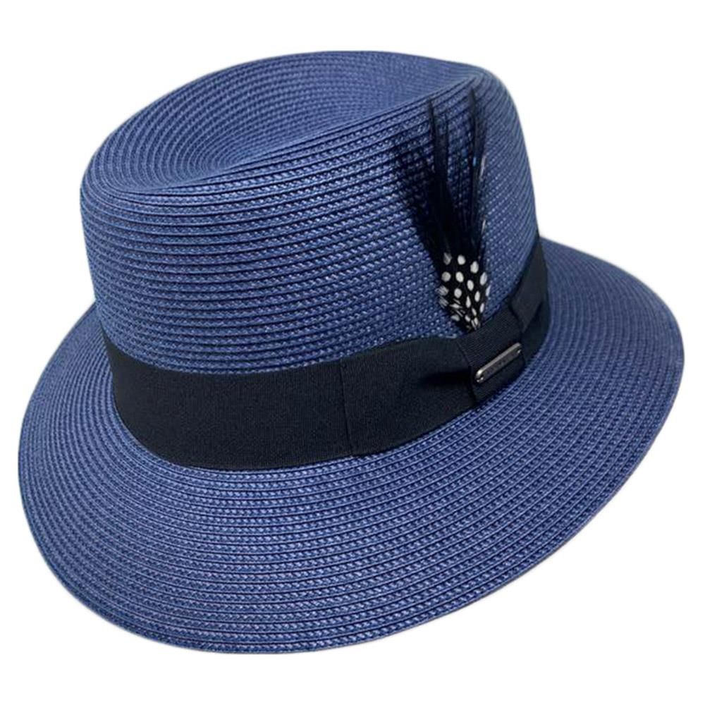 Panama Hat W/Feather, Color: Blue