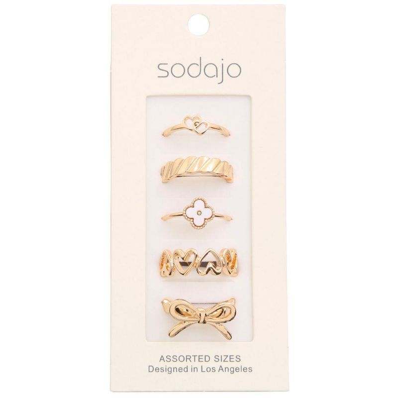 SODAJO Clover Heart Link Assorted Metal Ring Set