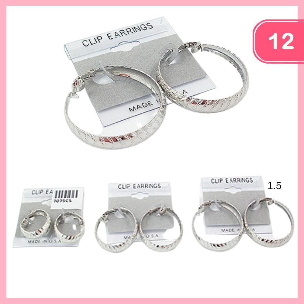 Textured Chunky Clip On Hoop Earrings