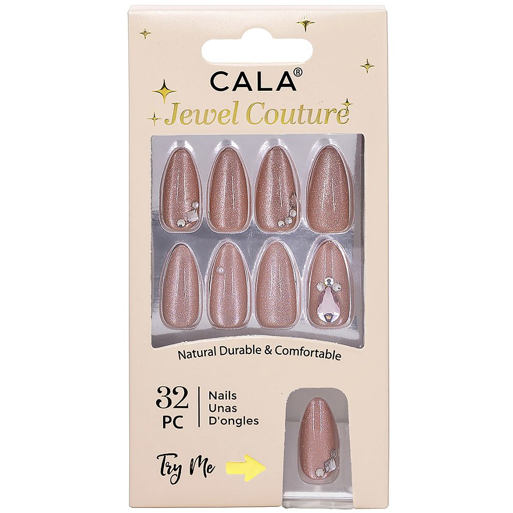 CALA JEWEL Ice Couture Mauve Press On Nails Set w/Rhinestones