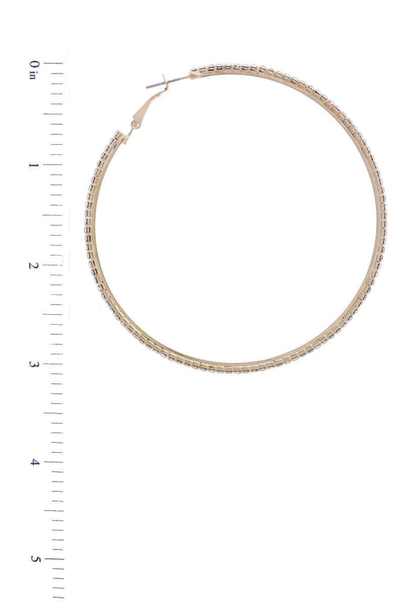 20987 Rhinestone Edge Hoop Earrings, Color: Gold