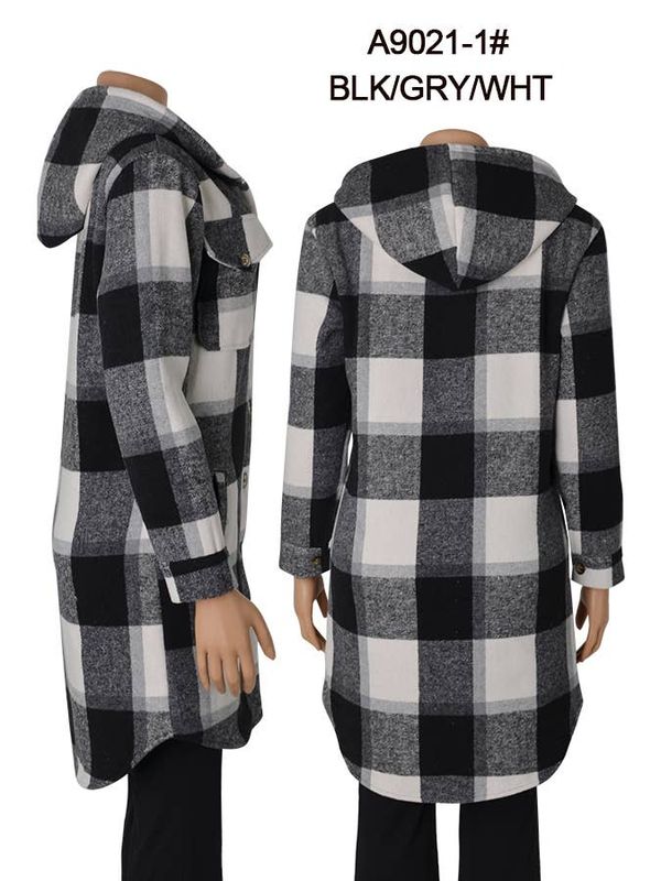 Fur Lined Plaid Flannel Shacket with Hoodie and Side Pockets