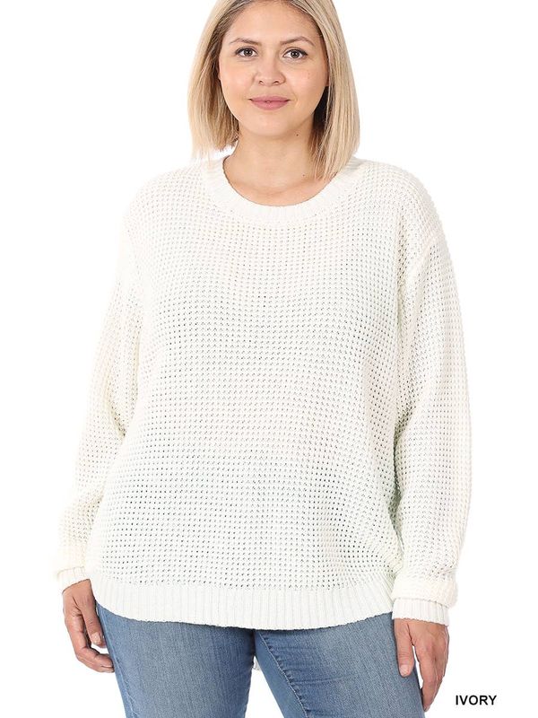 Plus Size Basic Waffle Sweater