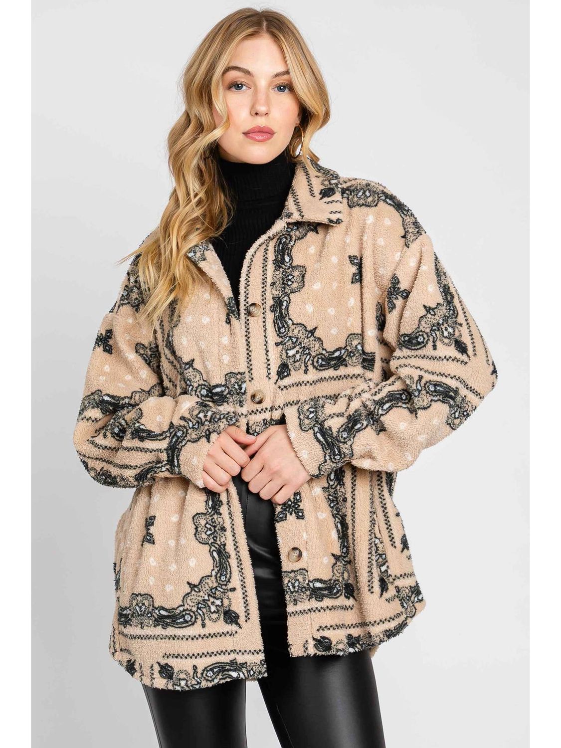 Cozy Sherpa Button Down Jacket, Size: Small