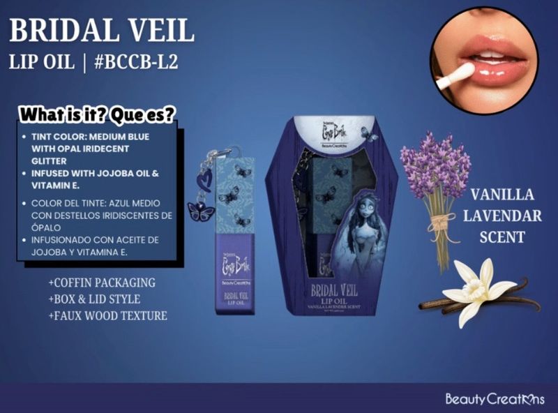Beauty Creations Tim Burton’s Corpse Bride Lip Oil Bridal Veil