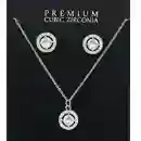 16927CR-S Round Cubic Zirconia Pendant Necklace Set