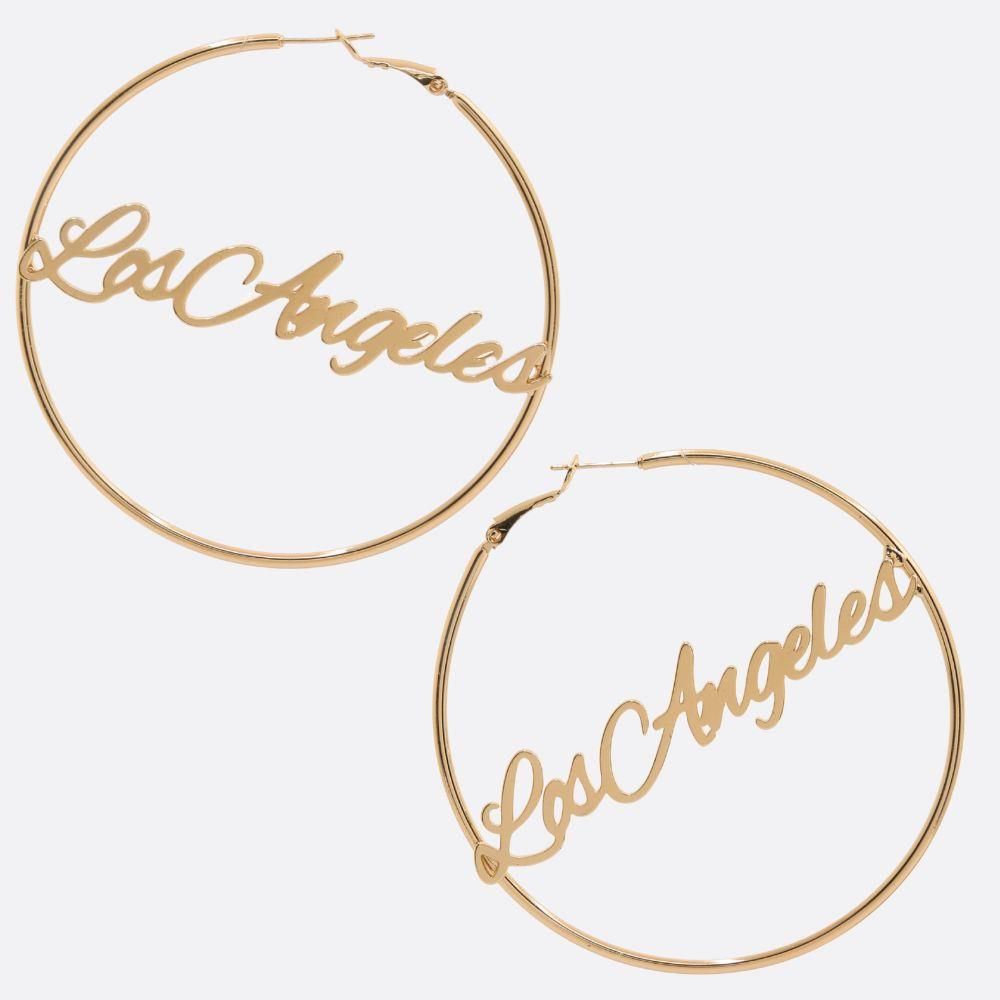 SDJ LA Hoop Metal Earring, Color: Gold