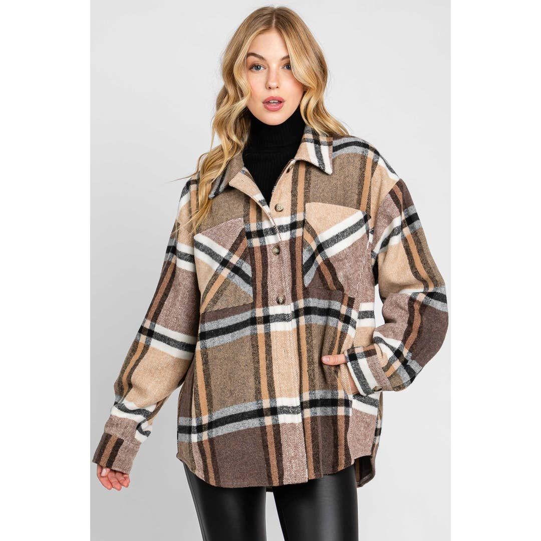 Plaid Button Down Jacket, Size: Small