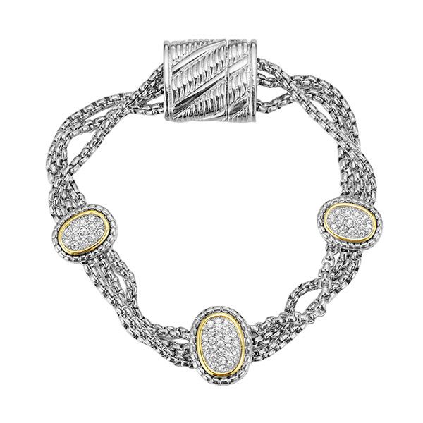 Two Tone Crystal Pave Magnet Lock Bracelet