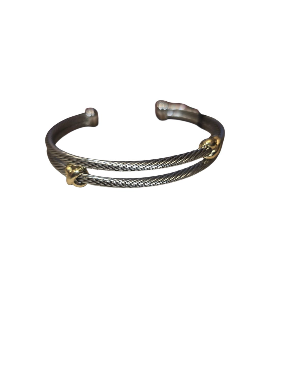 Two Tone Double Rope Bangle Bracelet