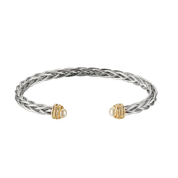 Two Tone Pearl Bead Cuff Bracelet