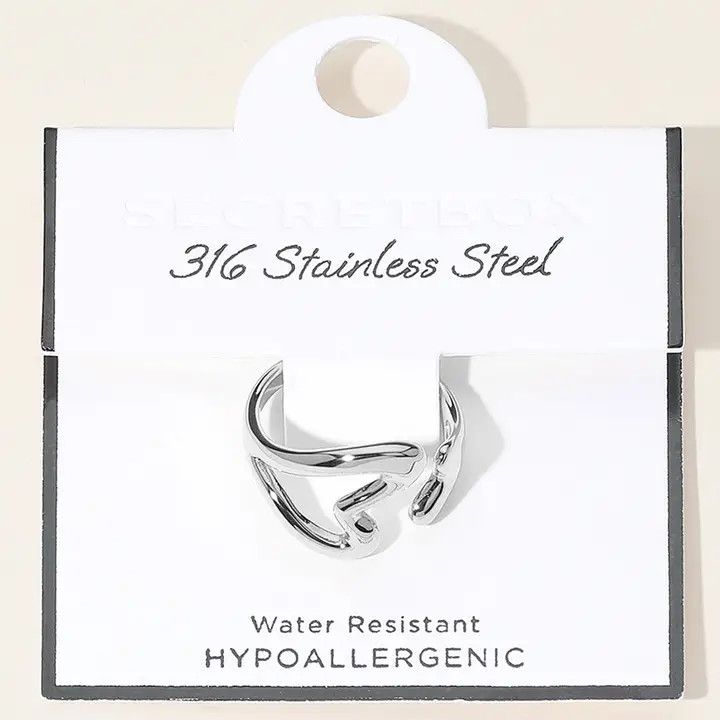 Secret Box Stainless Steel Open Heart Ring