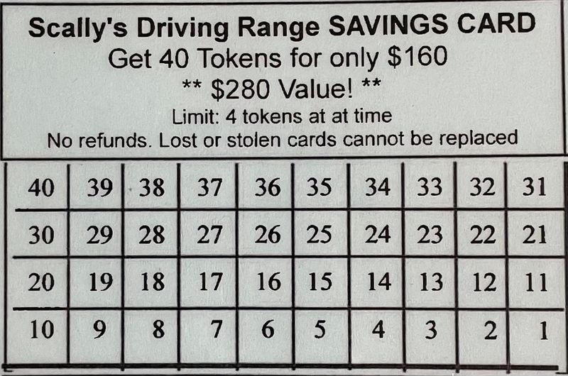 40-Token Driving Range Savings Card