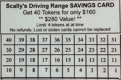 40-Token Driving Range Savings Card