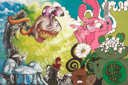 Mushroom King vs Bunny - Poster Pritn by Vincent Gordon