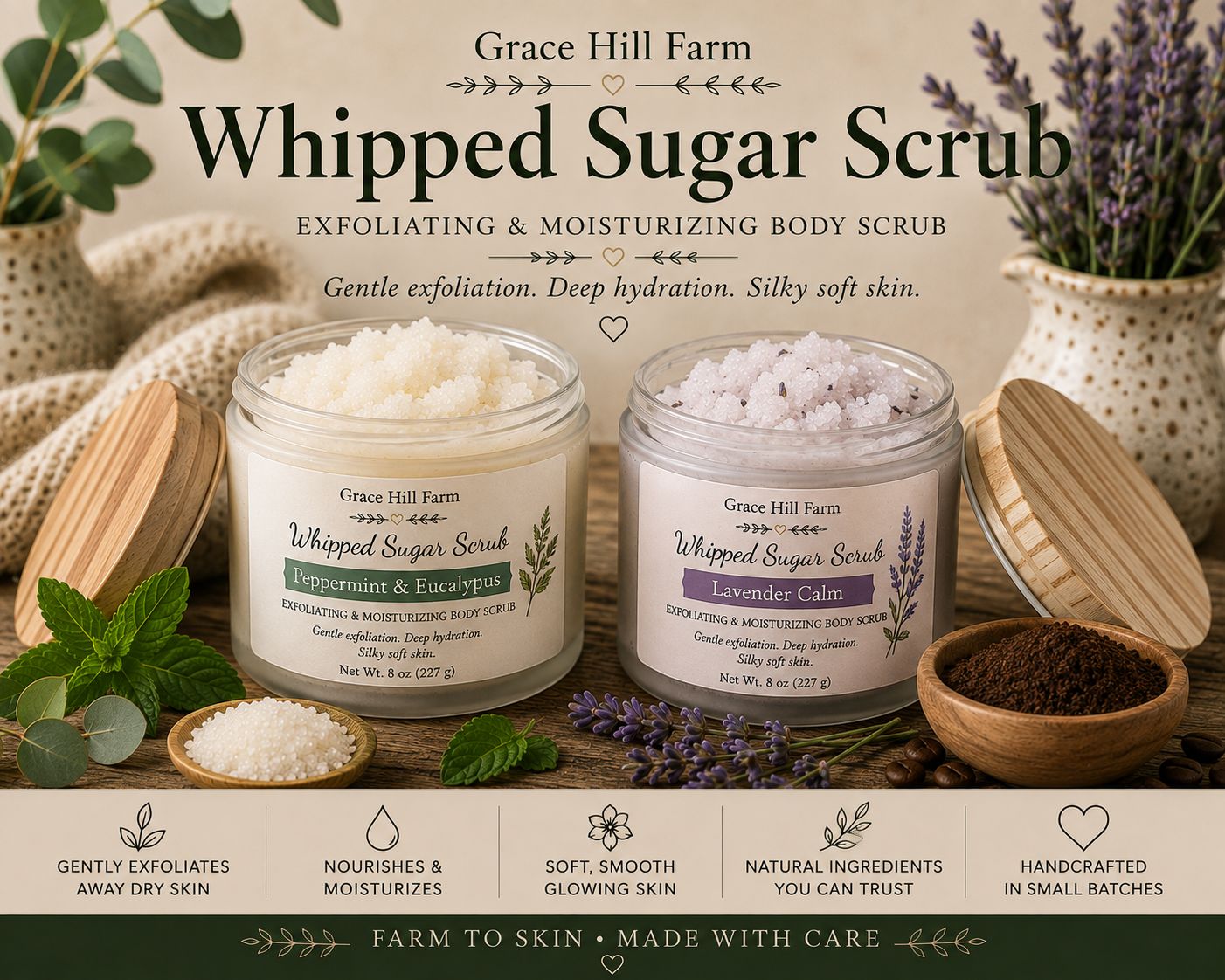 Whipped Sugar Scrub | Exfoliating & Moisturizing Body Scrub