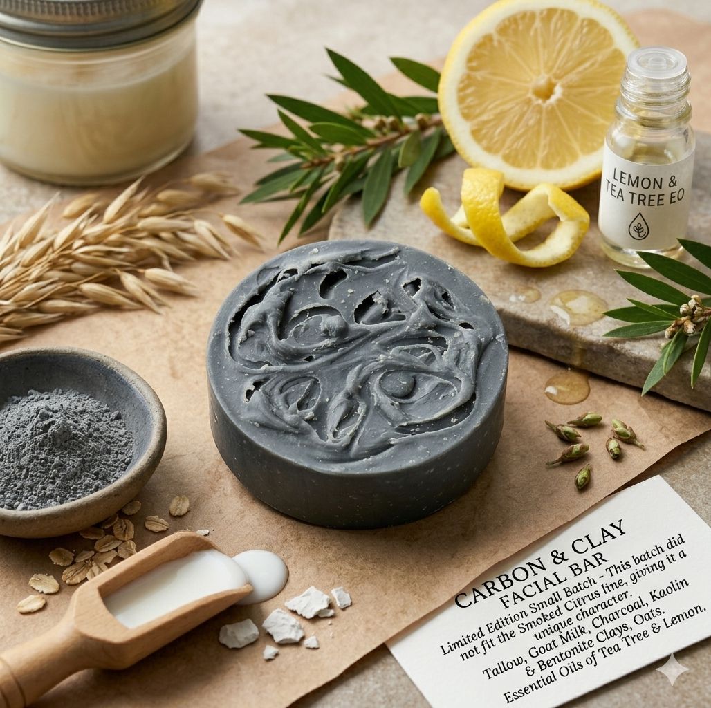 Limited Edition Charcoal Face Soap - Carbon & Clay Facial Bar with Farm Goat Milk, Tallow, Bentonite Clay, Tea Tree and Lemon for Oily & Combination Skin Limited Edition Charcoal Face Soap - Carbon & Clay Facial Bar with Farm Goat Milk, Tallow, Bentonite Clay, Tea Tree and Lemon for Oily & Combination Skin