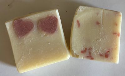 Unscented and Lavender Embedded Hearts Soap 2 bars Unscented and Lavender Embedded Hearts Soap 2 bars