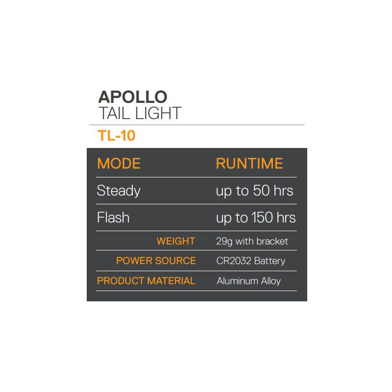 Lumière arrière SERFAS Apollo TL-10