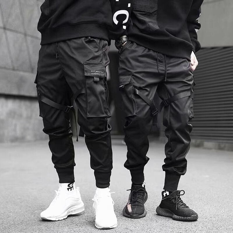Ribbons Harem Joggers Men Cargo Pants Streetwear - Harem Joggers Men Cargo Pants 