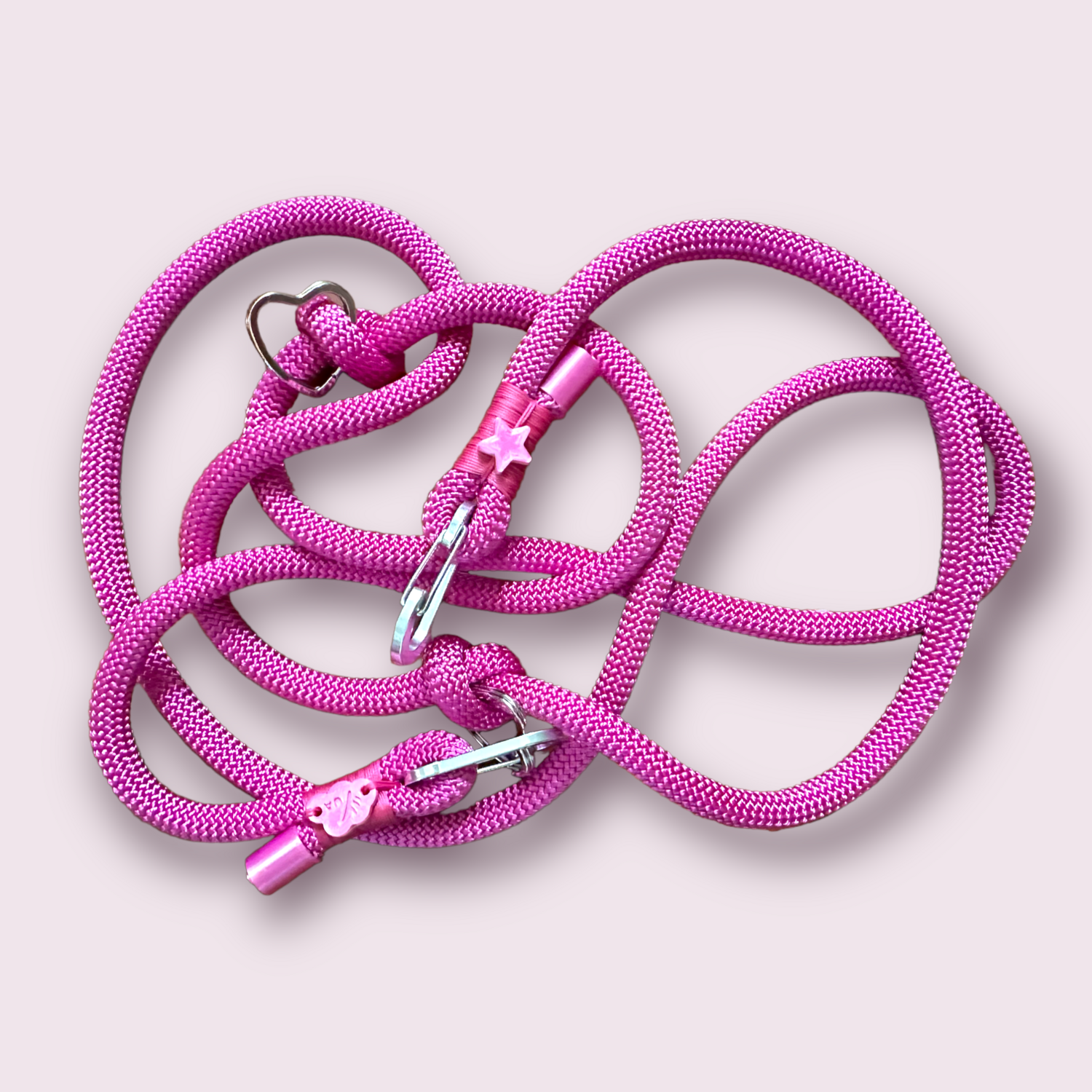 GUINZAGLIO in cordone morbido rosa fucsia misura da addestramento rifinito con charme in tonalità in PLA